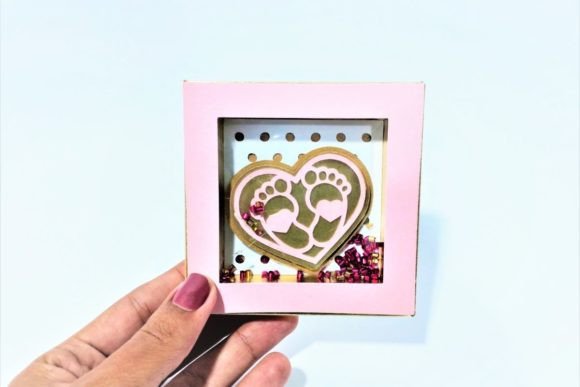 Mini Shaker Footprint Baby Girl Layered Shadow Box SVG Design