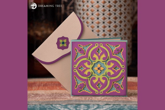 Moroccan Tile Pattern Paper Greeting Card Svg Envelope Layer Guide