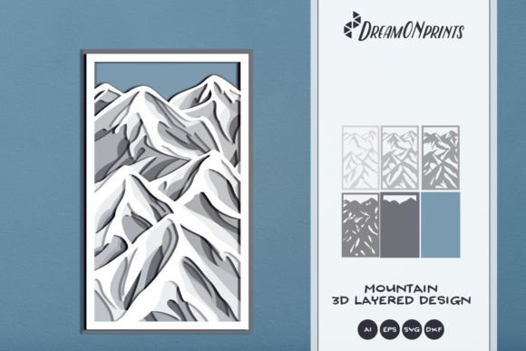 Whispering Peaks Layered Shadow Box SVG Mountain