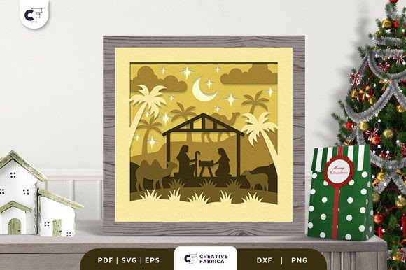 Nativity Shadow Box Paper Art Scene