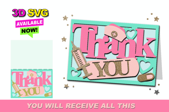 Nurse Appreciation Thank You Card Svg 3D Design