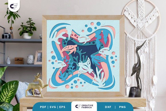 Ocean Animal 3D Shadow Box Paper Art Scene