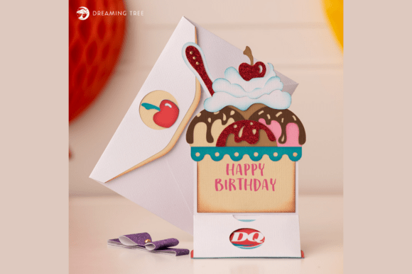 Sundae Gift Holder Greeting Card Svg Files Sweet Treat Design