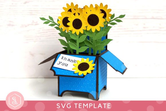 Sunflower Pop Up Thank You Card Svg Box