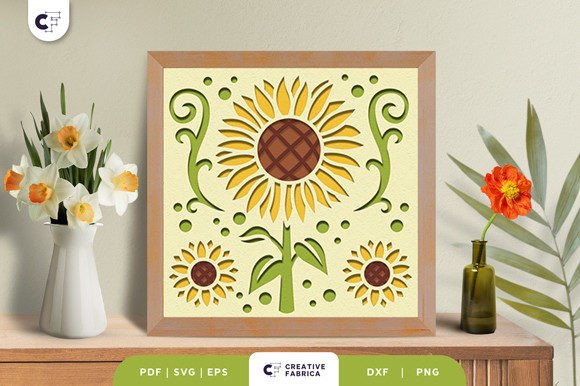 Radiant Bloom Flower Shadow Box Svg Sun Design