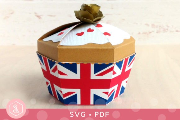 Union Flag Cupcake Birthday Box SVG Design