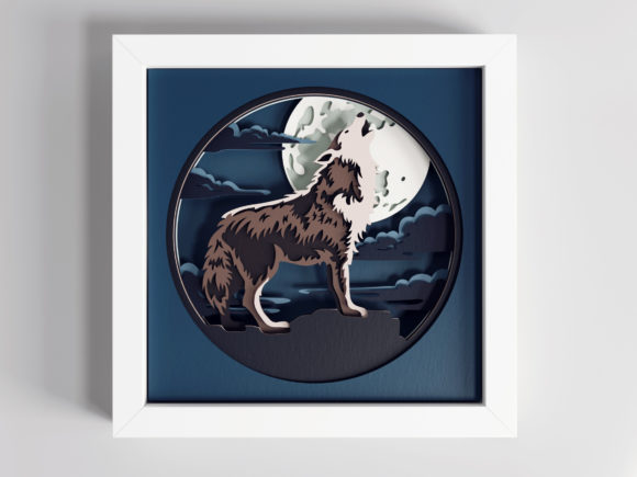 3D Wolf Shadow Box Cut File With Layered Depth