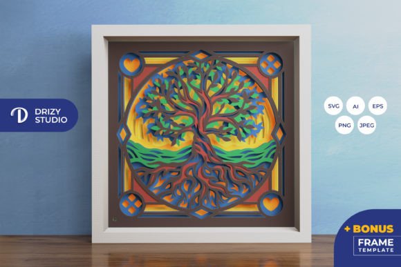 Tree Of Life Tree Shadow Box Svg 3D