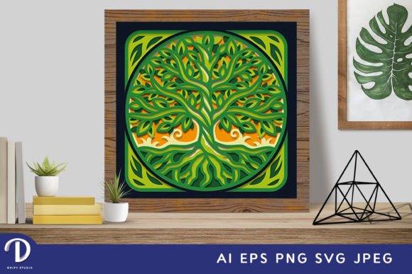 Tree Of Life Tree Shadow Box SVG Art