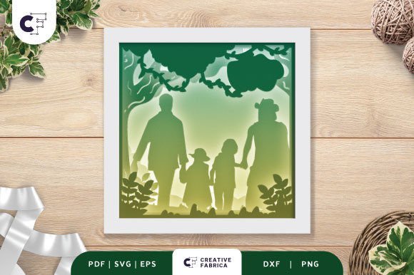 Garden Walk Family Shadow Box Svg Scene