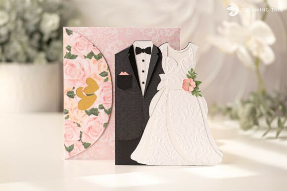 Bride and Groom Wedding Greeting Card SVG Keepsake