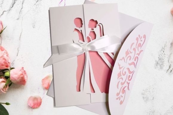 Bride and Groom Wedding SVG Gate Fold Card