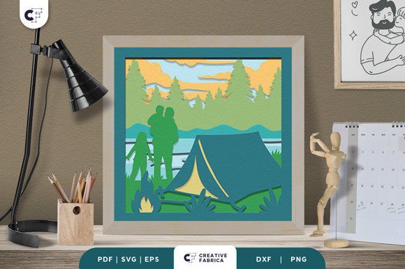 Dad Camping Family Shadow Box Svg Craft