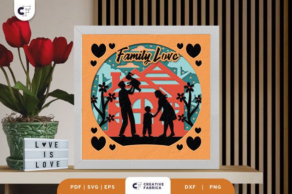 Love 3D Family Shadow Box SVG Cut