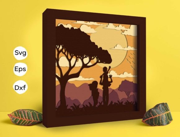 Sunset Family Shadow Box SVG Lightbox