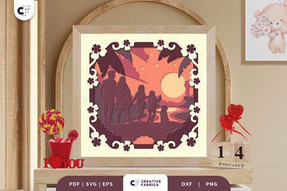Silhouette Family Shadow Box SVG Art