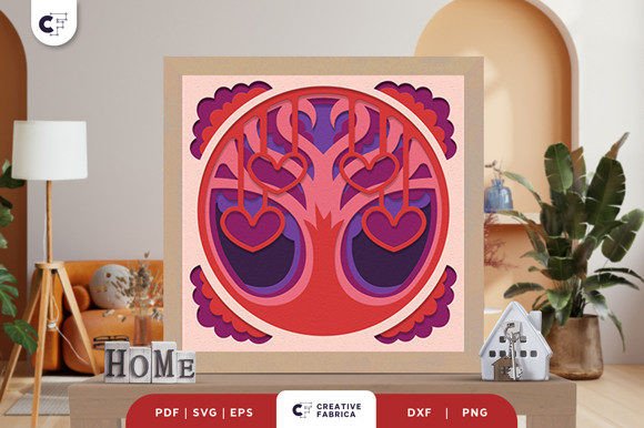 Hearts Family Shadow Box Svg Tree
