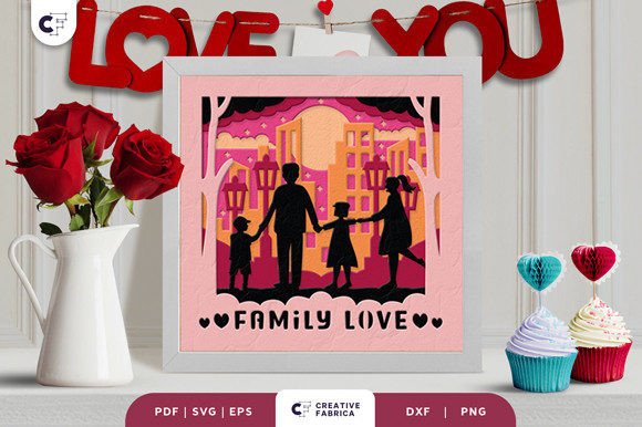 Valentine Family Shadow Box SVG Keepsake