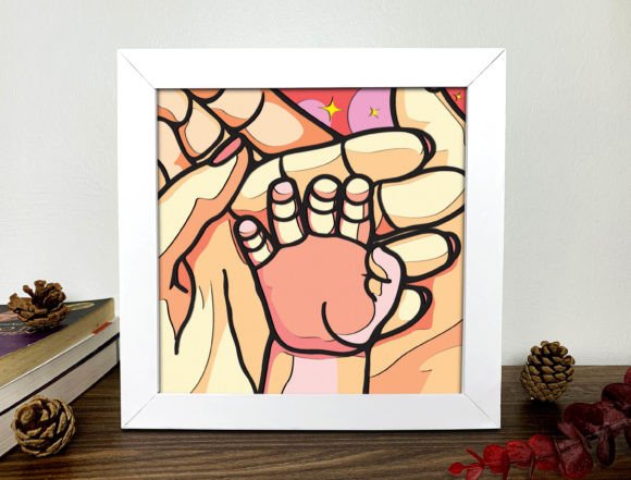 Three Hands Family Shadow Box SVG Art