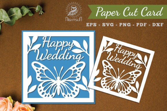 Elegant wedding greeting card svg Papercut