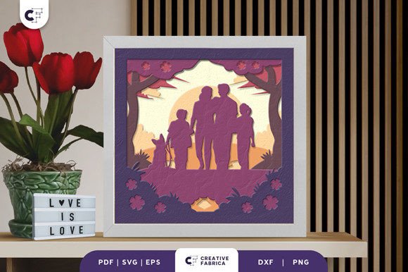 Lovely Family Shadow Box SVG Silhouette