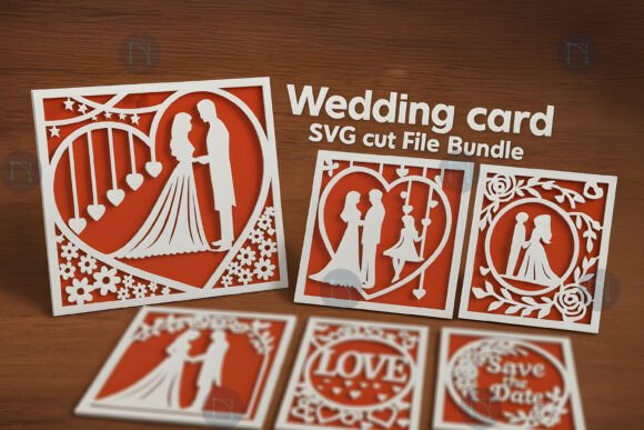 Paper Cut Wedding Greeting Card SVG Bundle