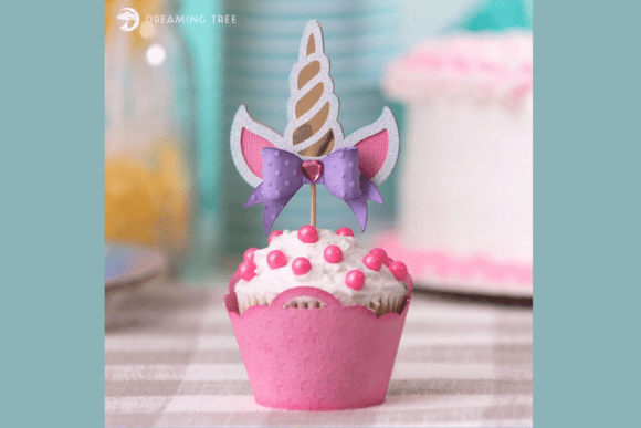Unicorn Cupcake Birthday Gift SVG Topper