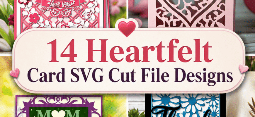 14 Heartfelt Card SVG Cut File Designs