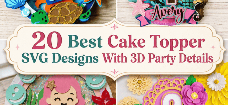 20 Best Cake Topper SVG Designs With 3D Party Details