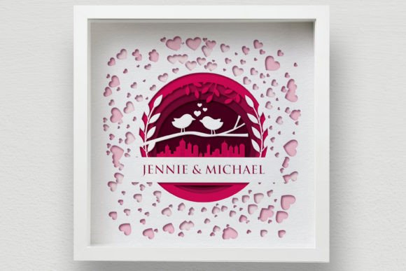 Valentine Bird Shadow Box Svg Lovebirds