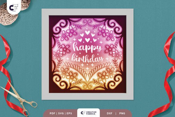 Floral Birthday Shadow Box Svg Keepsake
