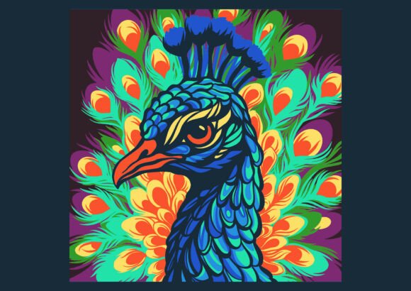 Art Nouveau Bird Shadow Box Svg Peacock