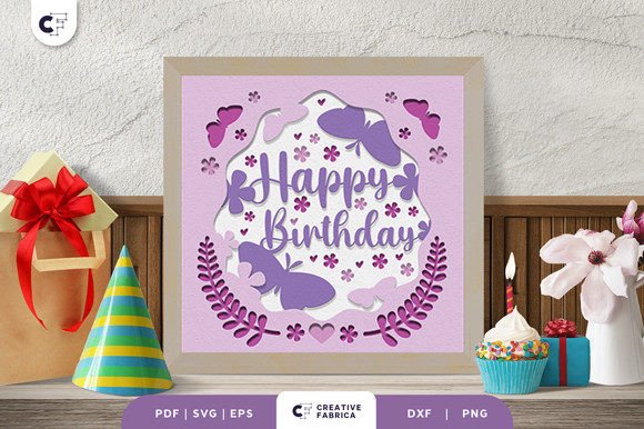 Butterfly Birthday Shadow Box SVG Papercut