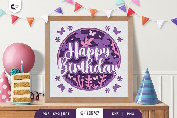 Butterfly Birthday Shadow Box Svg Floral