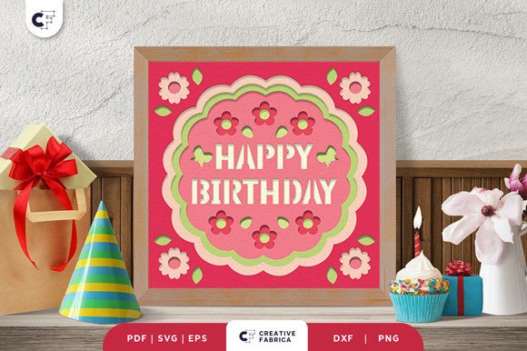 Blooming Floral Birthday SVG Shadow Box