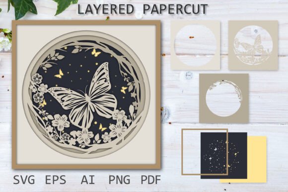 Forest Charm Butterfly Shadow Box Svg Papercut