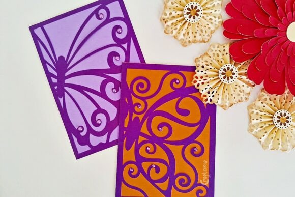 Elegant Simple Butterfly Card Svg Swirl Design