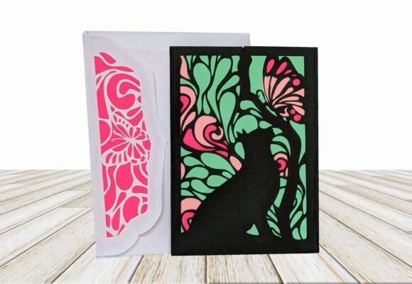 Art Nouveau Butterfly Card Svg Cat Gatefold