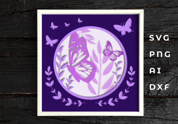 Elegant Butterfly Shadow Box SVG Layers