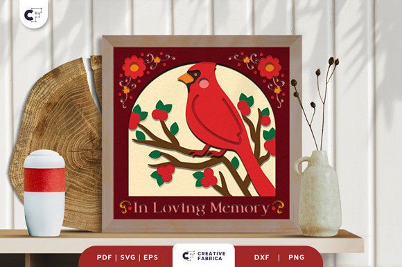 Cardinal Bird Shadow Box Svg Tribute Art