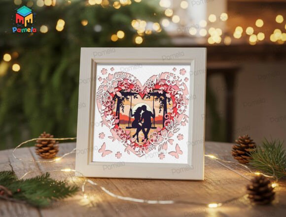 Couple Silhouette Anniversary Shadow Box Svg Art