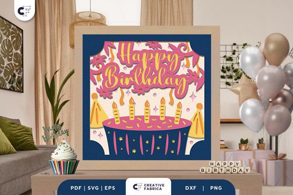 Decorative Birthday Shadow Box Svg Party