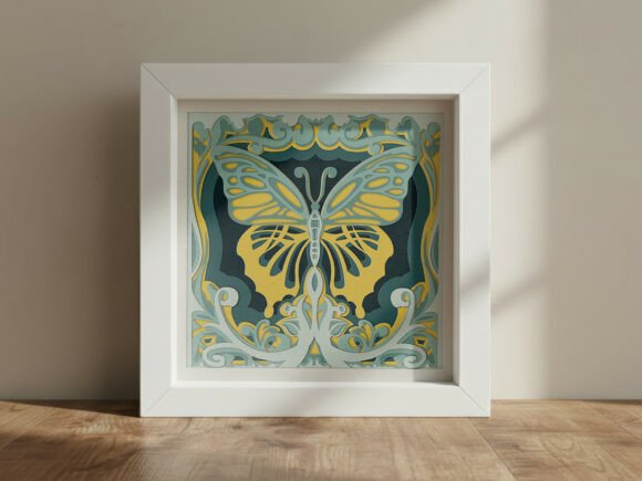 Digital Butterfly Shadow Box SVG File