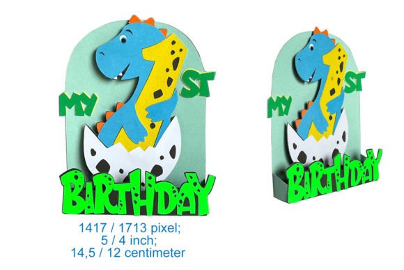 Dinosaur Card SVG Cut File First Birthday