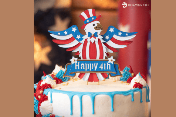 Patriotic Cake Topper Svg Eagle Art