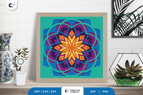 Geometric Mandala Shadow Box Svg Flower
