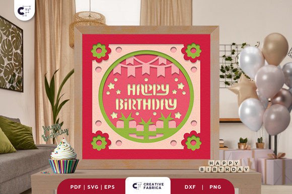 Cheerful Birthday Shadow Box SVG Keepsake