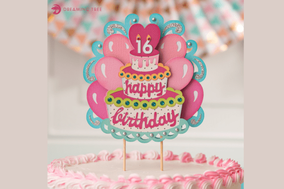 Happy Birthday Cake Topper SVG Design