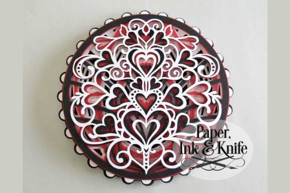 Round Hearts Mandala Shadow Box Svg Papercut