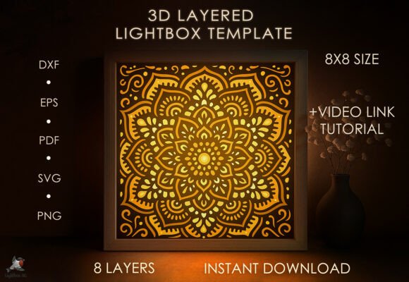 Floral Mandala Shadow Box Svg Lightbox
